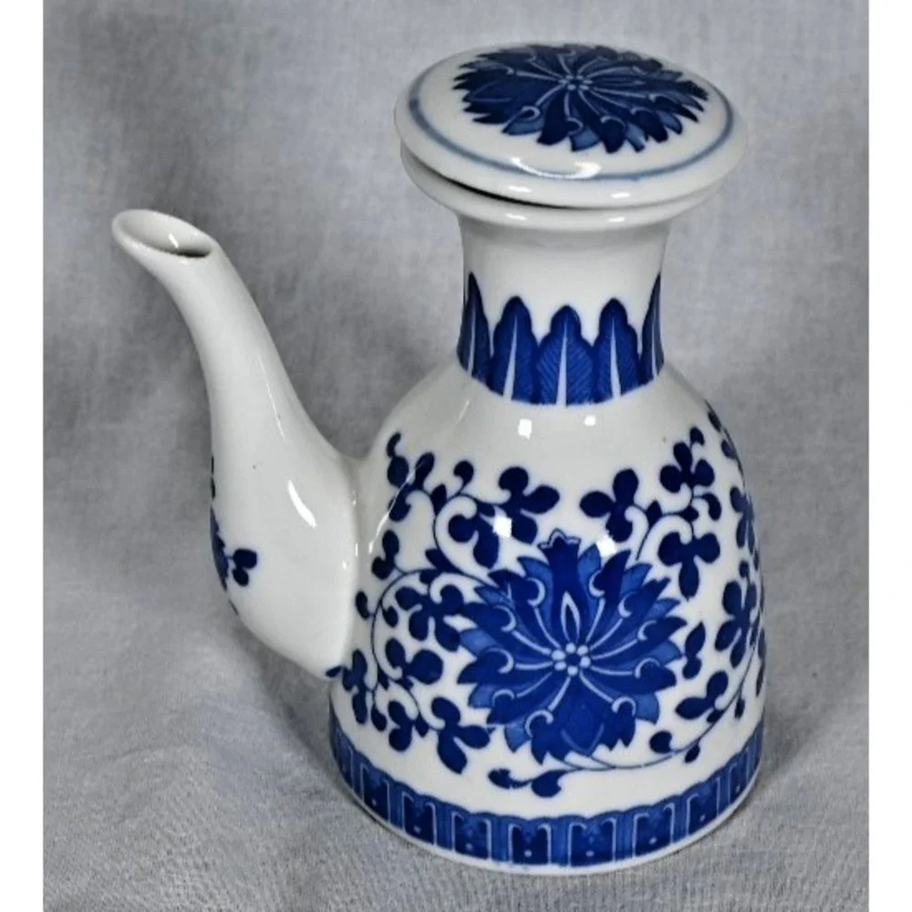 Small Ceramic Soy Sauce Vinegar Seasoning Jar Dispenser Bottle 4-3/4